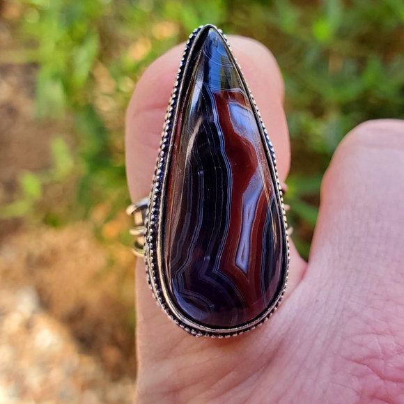 New Crazy Lace Agate 925 Silver Statement Ring. - Picture 13 of 14